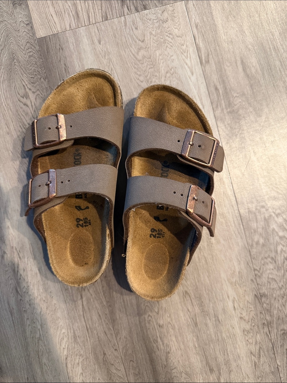 Kids Birkenstock Brown Suede Double-Buckle Slide Sandals - Picture 4 of 5